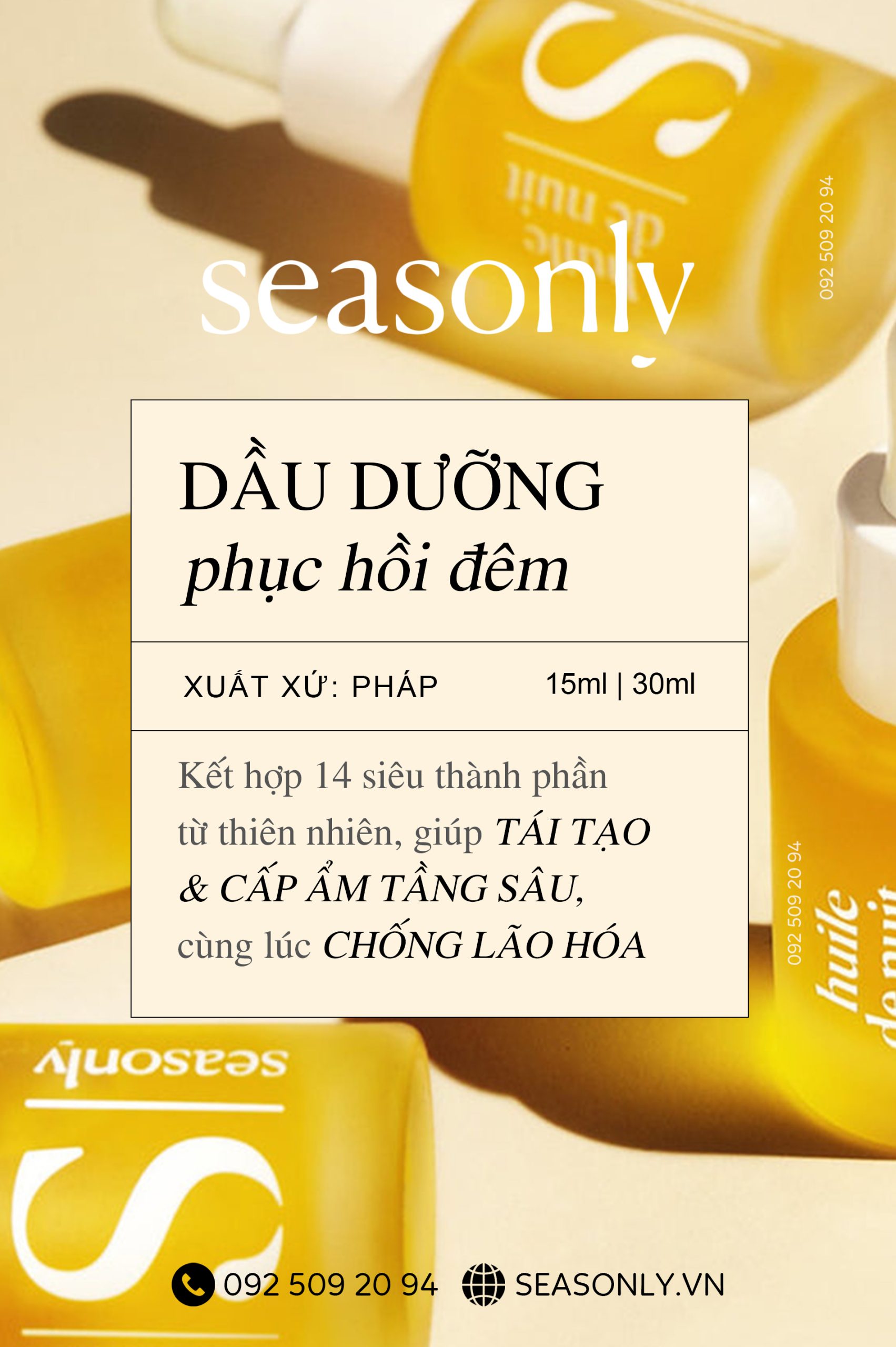 Dầu dưỡng phục hồi da ban đêm Seasonly Night Repair Oil 15ml